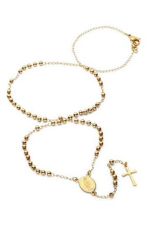 HMY Jewelry Saint Pendant Rosary Necklace in Gold at Nordstrom Rack