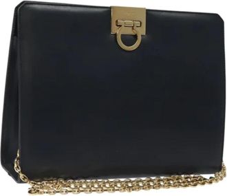 Ferragamo Tweedehands leren schoudertassen - Dames - Vintage Schoudertas - Blauw - ONE Size - Leer - Vintage