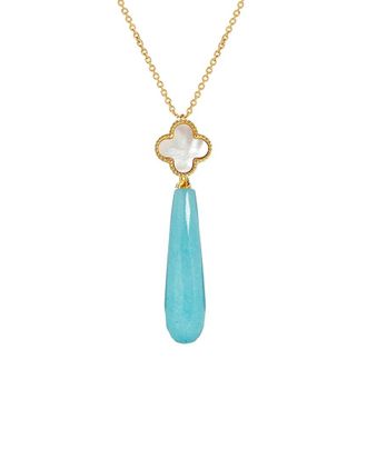 Liv Oliver 18K Plated 33.75 Ct. Tw. Turquoise & Pearl Necklace