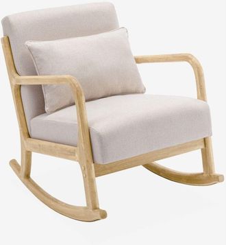 Sweeek Mecedora Estilo Escandinavo De Madera Y Tela