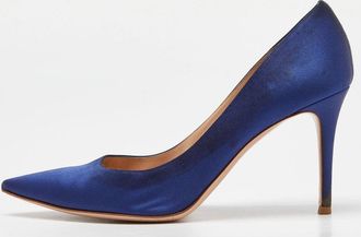Gianvito Rossi Blue Satin Pointed Toe Pumps
