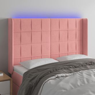 vidaXL Cabecero Con Led De Terciopelo Rosa 147x16x118/128 Cm Vidaxl