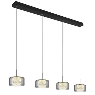 Netlighting Fogsy Bar Pendant Matt Black Smoke Glass Shade 4x LED 4000K