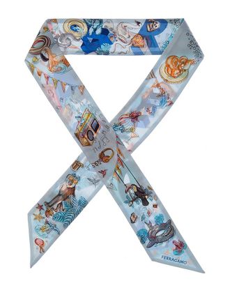 Ferragamo Ferragamo Jungle Party Printed Silk Scarf
