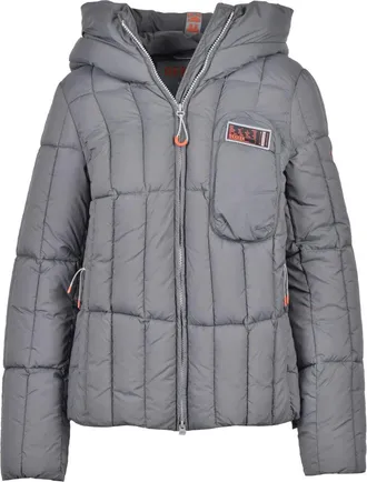 Dekker Grey Quilted Hooded Polyamide Down Jacket