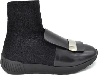 Sergio Rossi Zwarte leren Booties Gemaakt in Itali&euml; - Dames - Enkellaarsjes - Zwart - 35 EU - Leer - Schoenen