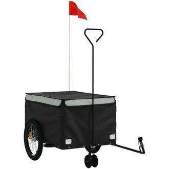 vidaXL Remolque Para Bicicleta Hierro Negro Y Gris 45 Kg Vidaxl