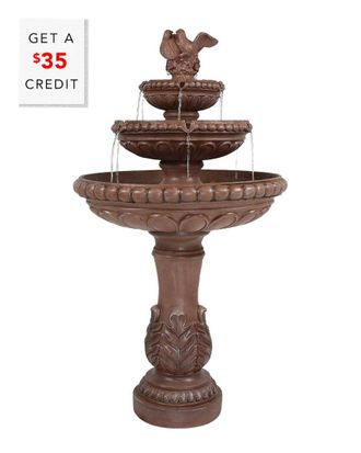 Sunnydaze 3-Tier Dove Pair Outdoor Water Fountain 43In Patio And Garden Feature With $35 Credit