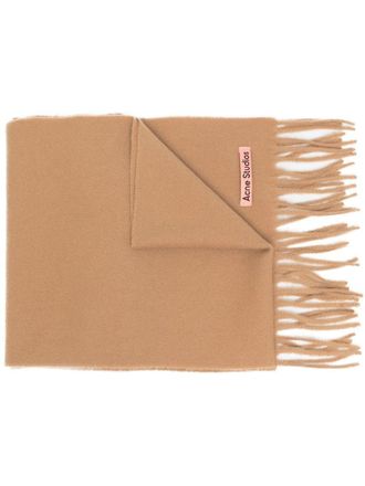 Acne Studios melange fringe-trim wool scarf - unisex - RWS Wool - One Size - Neutrals