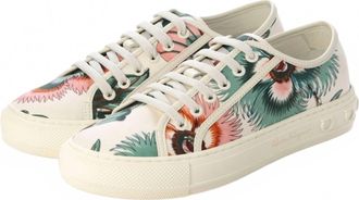 Ferragamo Womens Papavero-Print Low-Top Sneakers In White
