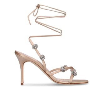 Manolo Blahnik Silk Stiletto Heel Womens Sandals
