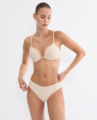 Triumph Push-up-BH TRIUMPH Pure Micro, Damen, Gr. 70, Cup D, cameo beige, Microtouch, Obermaterial: 47% Polyamid, 35% Polyester, 18% Elasthan, Basic, BHs Push