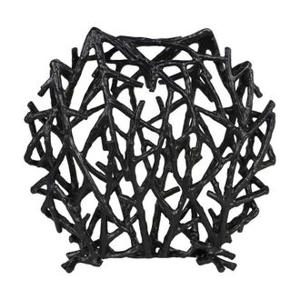 The Libra Company Twig Sculpture Disc Vase - Aluminium - L9 x W34 x H31 cm - Raw Black