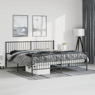vidaXL Estructura Cama Sin Colch&oacute;n Con Estribo Metal Negro 193x203 Cm Vidaxl