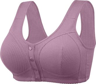 Generic SDERG Front Fastening Bras for Women UK Plus Size Womens Bras Non Wired Full Coverage Soft Comfortable Daisy Bras for Older Women UK Floral Print Non 