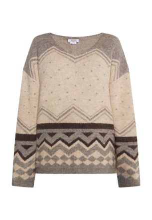 Usha Jumper Dames Beige Veelkleurig