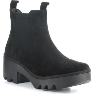 FLY London Trig Platform Chelsea Boot in 005 Black Oil Suede at Nordstrom Rack, Size 10-10.5Us / 41Eu