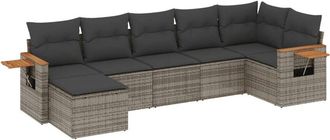 vidaXL Vidaxl - Set De Sof&aacute;s De Jard&iacute;n 7 Piezas Con Cojines Rat&aacute;n Pe Gris