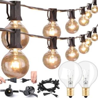 OEM Guirnalda De Luces De Jard&iacute;n Para Patio, Cadena De Luces Para Exteriores, 15 M, 25 Bombillas + 2 De Repuesto