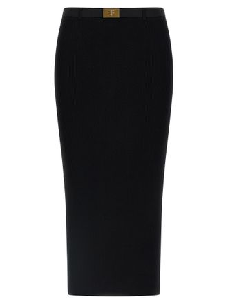 Elisabetta Franchi Black Viscose Midi Womens Skirt