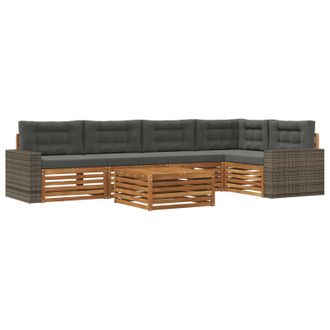 vidaXL Conjunto De Sof&aacute;s De Exterior 6 Pcs Natural Y Antracita Vidaxl