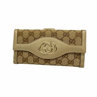 Gucci Beige Canvas Long Wallet (Bi-Fold) (Pre-Owned)