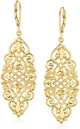 Ross-Simons 18kt Gold Over Sterling Filigree Drop Earrings
