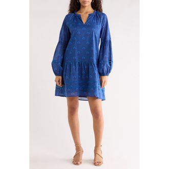 Sugarlips Briza Medallion Print Long Sleeve Minidress in Teal-Blue at Nordstrom, Size X-Large