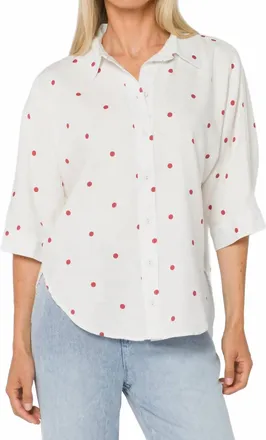 Velvet Heart Merle Cardinal Polka Dot Shirt In Optic White