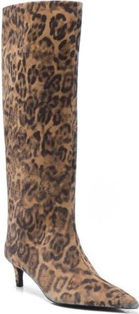 Free People Kiki Knee High Boot in Spotted Leopard Suede at Nordstrom, Size 7.5