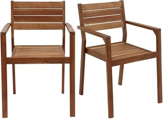 Miliboo Set De 2 Sillones De Jard&iacute;n Apilables De Acacia Maciza Canopee