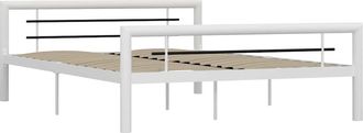 vidaXL Vidaxl - Estructura De Cama Sin Colch&oacute;n Metal Blanco Y Negro 140x200 Cm