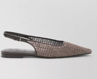 Brunello Cucinelli leather ballerina shoes flat sole slingback