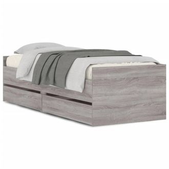 Berkfield Home Bed Frame with Drawers without Mattress Grey Sonoma 90x200 cm