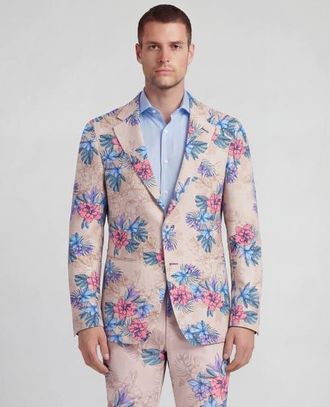 Lords of Harlech Exotic Floral Mens Tailored Blazer in Exotic Floral Neutral at Nordstrom, Size 40