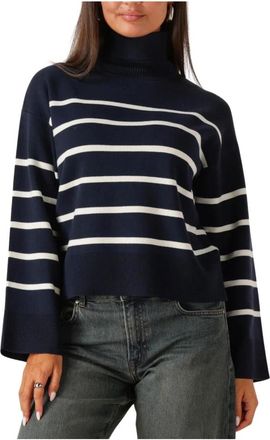 Selected Navy Knit Roll Neck Sweater - Dames - Coltruien - Blauw - M - Wol - Truien & Vesten