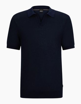 HUGO BOSS Mens Tempio V-Neck Regular Fit Shirt - Navy - Size: 38