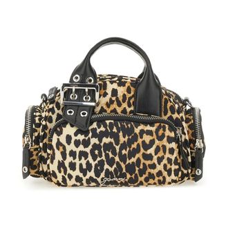 Ganni Handbags, female, Brown, Size: ONE SIZE Leopard Print Shoulder Bag