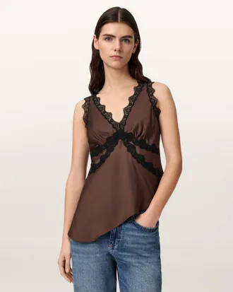 AllSaints Ilka Lace Trim Cami Top