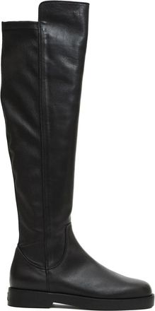 AGL Zwarte Leren Stretch Laars - Dames - Over de knie laarzen - Zwart - 37 EU - Schoenen