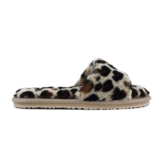 Mou Womens Fuzzy Slide Slippers In Leopard