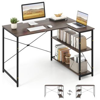 Costway Corner Computer Desk Reversible L-shaped Writing Desk Workstation Gaming Table