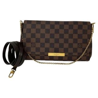 Louis Vuitton Pre-owned Favorite MM Damier Ebene Crossbody Tas - Dames - Pre-owned - Bruin - Maat: ONE Size Leer