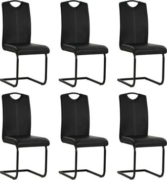 vidaXL Vidaxl - Sillas De Comedor Voladizas 6 Unidades Cuero Sint&eacute;tico Negro