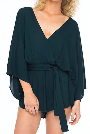 Indah Sunday Kimono Romper In Teal