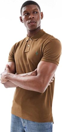 Polo Ralph Lauren Polo slim in piqu&eacute; marrone con logo