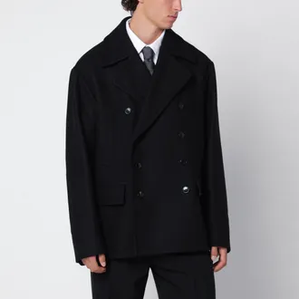 Dries Van Noten Cappotto nero in misto lana