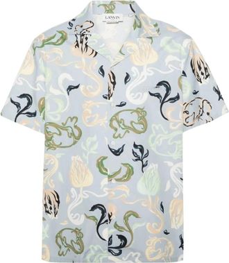 Lanvin Bowling Shirt met bloemenprint - Heren - Korte mouwen Overhemden - Veelkleurig - XL - Katoen - Overhemden