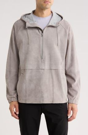 Vince Suede Quarter Zip Hoodie in Light Hawk at Nordstrom Rack, Size Medium