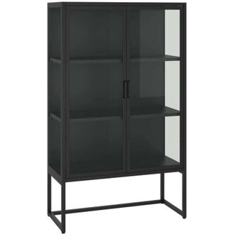 vidaXL Highboard Black 80x35x135 cm Steel and Tempered Glass vidaXL